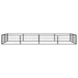 Ograda za pse s 12 panela crna 100 x 50 cm čelik obložen prahom 3115968