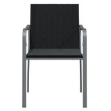 Vrtne stolice s jastucima 6 kom crne 56x59x84 cm od poliratana 3187076