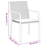 Vrtne stolice s jastucima 6 kom crne 56x59x84 cm od poliratana 3187076