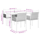 5-dijelni vrtni blagovaonski set s jastucima poliratan i čelik 3187053