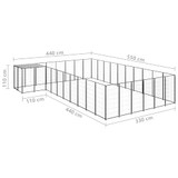 Kavez za pse crni 19,36 m² čelični 3082239 Kavez za pse crni 19,36 m² čelični 3082239
