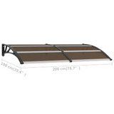 Nadstrešnica za vrata crna 200 x 100 cm PC 45635