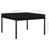 3-dijelna vrtna garnitura s jastucima crna PVC 48593