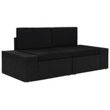 Modularni dvosjed od poliratana crni 49505
