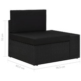 Modularni dvosjed od poliratana crni 49505