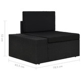Modularni dvosjed od poliratana crni 49505