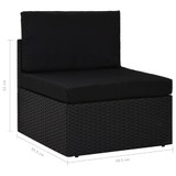 Modularni dvosjed od poliratana crni 49503