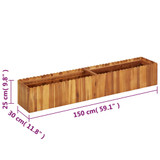 Vrtna posuda za sadnju od masivnog bagremovog drva 150x30x25 cm 45919