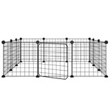 Kavez za ljubimce s 12 panela i vratima crni 35 x 35 cm čelični 171623 Kavez za ljubimce s 12 panela i vratima crni 35 x 35 cm čelični 171623