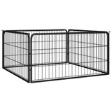 Ograda za pse s 4 panela crna 100 x 50 cm čelik obložen prahom 171794