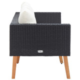 Vrtni dvosjed od poliratana s jastucima crni 310216