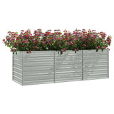 Povišena vrtna gredica 240 x 80 x 77 cm pocinčani čelik srebrna 316886