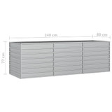 Povišena vrtna gredica 240 x 80 x 77 cm pocinčani čelik srebrna 316886