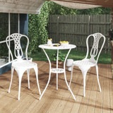 3-dijelni bistro set od lijevanog aluminija bijeli 317752