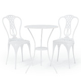 3-dijelni bistro set od lijevanog aluminija bijeli 317752