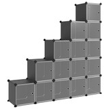 Kockasti organizator za pohranu s 15 kocki i vratima crni PP 340554