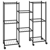 Stalak za cvijeće s kotačima 83 x 25 x 83,5 cm crni željezni 343128