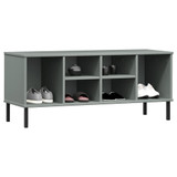 Stalak za cipele metalne noge sivi 106 x 35 x 45 cm drveni OSLO 350995