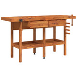 Radni stol s ladicama i škripcima 162x62x83 cm od drva bagrema 153323