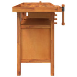 Radni stol s ladicama i škripcima 162x62x83 cm od drva bagrema 153324