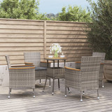 5-dijelni vrtni bistro set od poliratana s jastucima sivi 3187431