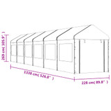 Sjenica s krovom bijela 13,38 x 2,28 x 2,69 m polietilen 3155482