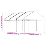Sjenica s krovom bijela 6,69 x 4,08 x 3,22 m polietilen 3155511