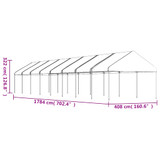 Sjenica s krovom bijela 17,84 x 4,08 x 3,22 m polietilen 3155516