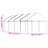 Sjenica s krovom bijela 8,92 x 4,08 x 3,22 polietilen 3155512