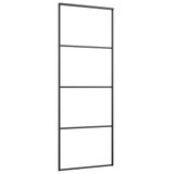 Klizna vrata od mutnog stakla ESG i aluminija 76 x 205 cm crna 151655 Klizna vrata od mutnog stakla ESG i aluminija 76 x 205 cm crna 151655