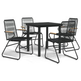 5-dijelni vrtni blagovaonski set od PVC ratana crni 3060274