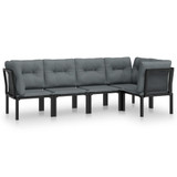 5-dijelna vrtna garnitura crno-siva od poliratana 3187753