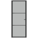 Unutarnja vrata 83 x 201,5 cm crna od mat stakla i aluminija 350553