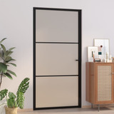 Unutarnja vrata 102,5 x 201,5 cm crna od mat stakla i aluminija 350555