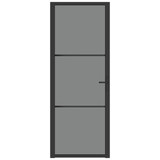 Unutarnja vrata 76 x 201,5 cm crna od ESG stakla i aluminija 350560