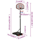 Košarkaški stalak crni 216 - 250 cm od polietilena 93656