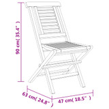Sklopive vrtne stolice 2 kom 47x63x90 cm od masivne tikovine 362755