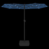 Dvostruki suncobran s LED svjetlima azurnoplavi 316 x 240 cm 362976