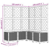 Vrtna sadilica s rešetkom tamnosiva 120 x 120 x 136 cm PP 318257