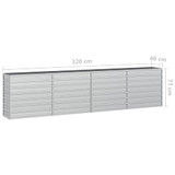 Povišena vrtna gredica 320 x 40 x 77 cm pocinčani čelik srebrna 316891