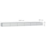 Povišena vrtna gredica 600 x 80 x 45 cm pocinčani čelik srebrna 316903