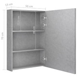 LED kupaonski ormarić s ogledalom boja betona 50 x 13 x 70 cm 326495