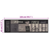 Kuhinjski tepih perivi s natpisom Coffee 45 x 150 cm baršunasti 136555 Kuhinjski tepih perivi s natpisom Coffee 45 x 150 cm baršunasti 136555