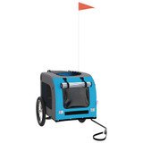 Prikolica za bicikl za pse plavo-siva od tkanine i željeza 93834