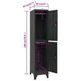 Ormarić s ključem antracit 38 x 45 x 180 cm čelični 339779