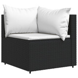Kutna vrtna sofa od poliratana s jastucima crna 319729