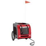 Prikolica za bicikl za pse crveno-siva od tkanine i željeza 93831