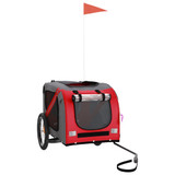 Prikolica za bicikl za pse crveno-siva od tkanine i željeza 93880