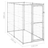 Vanjski kavez za pse od pocinčanog čelika 110 x 220 x 180 cm 150801