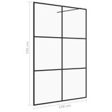 Pregrada za tuširanje s prozirnim staklom ESG 140 x 195 cm crna 151027